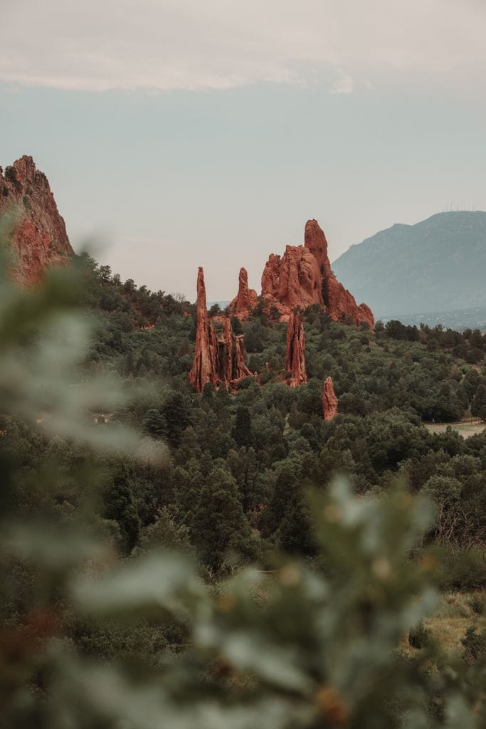 Breathtaking vista of red rock formations at Garden of the Gods, Colorado Springs.